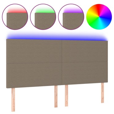vidaXL Κεφαλάρι Κρεβατιού LED Taupe 160x5x118/128cm Υφασμάτινο 1 τεμ.