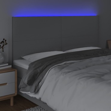 vidaXL Κεφαλάρι Κρεβατιού LED Ανοιχτό Γκρι 200x5x118/128cm Υφασμάτινο 1 τεμ.