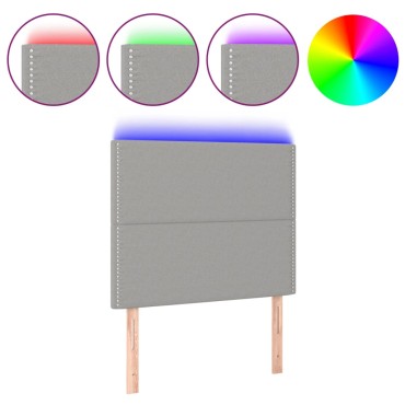 vidaXL Κεφαλάρι Κρεβατιού LED Ανοιχτό Γκρι 100x5x118/128cm Υφασμάτινο 1 τεμ.