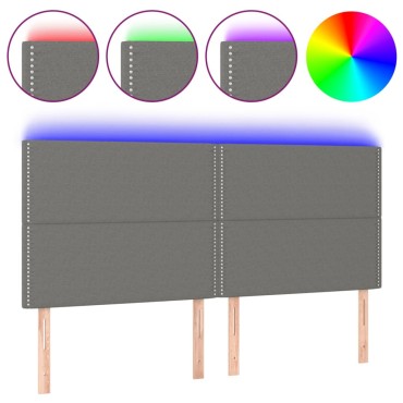 vidaXL Κεφαλάρι Κρεβατιού LED Σκούρο Γκρι 160x5x118/128cm Υφασμάτινο 1 τεμ.