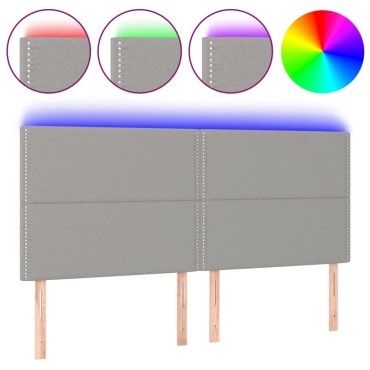 vidaXL Κεφαλάρι Κρεβατιού LED Ανοιχτό Γκρι 200x5x118/128cm Υφασμάτινο 1 τεμ.