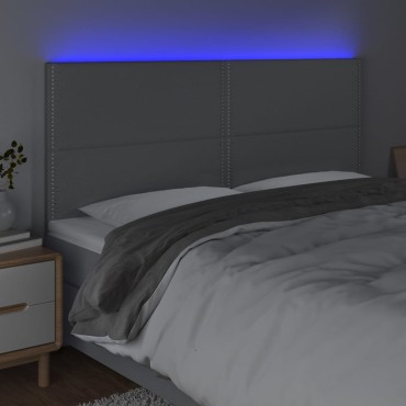 vidaXL Κεφαλάρι Κρεβατιού LED Ανοιχτό Γκρι 200x5x118/128cm Υφασμάτινο 1 τεμ.