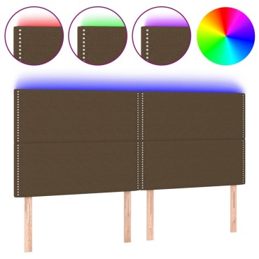 vidaXL Κεφαλάρι Κρεβατιού LED Σκούρο Καφέ 200x5x118/128cm Υφασμάτινο 1 τεμ.
