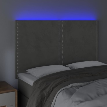 vidaXL Κεφαλάρι Κρεβατιού LED Ανοιχτό Γκρι 144x5x118/128cm Βελούδινο 1 τεμ.