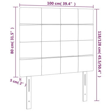 vidaXL Κεφαλάρι Κρεβατιού LED Ανοιχτό Γκρι 100x5x118/128cm Υφασμάτινο 1 τεμ.