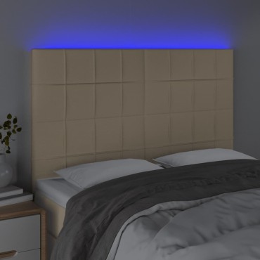 vidaXL Κεφαλάρι Κρεβατιού LED Κρεμ 144x5x118/128cm Υφασμάτινο 1 τεμ.