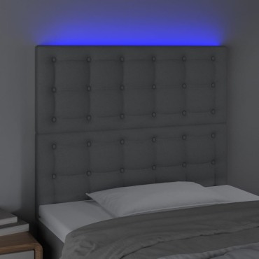 vidaXL Κεφαλάρι Κρεβατιού LED Ανοιχτό Γκρι 100x5x118/128cm Υφασμάτινο 1 τεμ.
