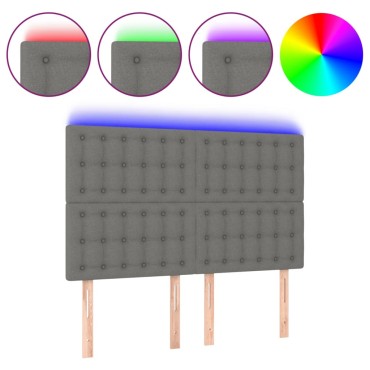 vidaXL Κεφαλάρι Κρεβατιού LED Σκούρο Γκρι 144x5x118/128cm Υφασμάτινο 1 τεμ.