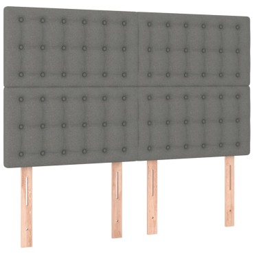 vidaXL Κεφαλάρι Κρεβατιού LED Σκούρο Γκρι 144x5x118/128cm Υφασμάτινο 1 τεμ.