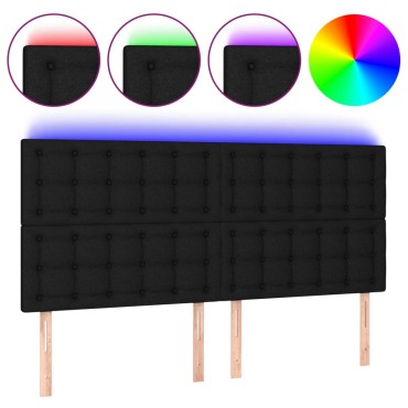 vidaXL Κεφαλάρι Κρεβατιού LED Μαύρο 200x5x118/128cm Υφασμάτινο 1 τεμ.