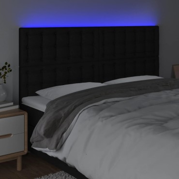 vidaXL Κεφαλάρι Κρεβατιού LED Μαύρο 200x5x118/128cm Υφασμάτινο 1 τεμ.
