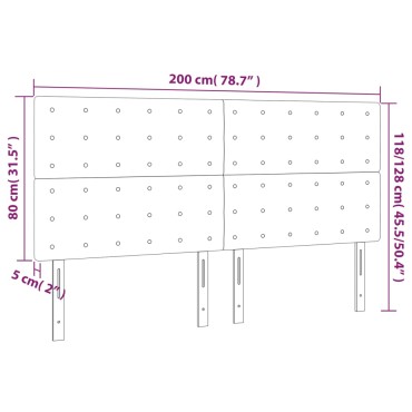 vidaXL Κεφαλάρι Κρεβατιού LED Μαύρο 200x5x118/128cm Υφασμάτινο 1 τεμ.