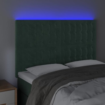 vidaXL Κεφαλάρι Κρεβατιού LED Σκούρο Πράσινο 144x5x118/128cm 1 τεμ.