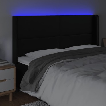 vidaXL Κεφαλάρι Κρεβατιού LED Μαύρο 183x16x118/128cm Συνθετ. Δέρμα 1 τεμ.