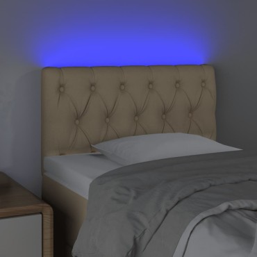 vidaXL Κεφαλάρι Κρεβατιού LED Κρεμ 80x7x78/88cm Υφασμάτινο 1 τεμ.