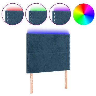 vidaXL Κεφαλάρι Κρεβατιού LED Σκούρο Μπλε 90x5x118/128cm Βελούδινο 1 τεμ.