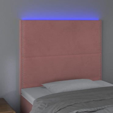 vidaXL Κεφαλάρι Κρεβατιού LED Ροζ 90x5x118/128cm Βελούδινο 1 τεμ.