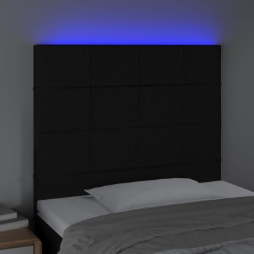 vidaXL Κεφαλάρι Κρεβατιού LED Μαύρο 90x5x118/128cm Υφασμάτινο 1 τεμ.