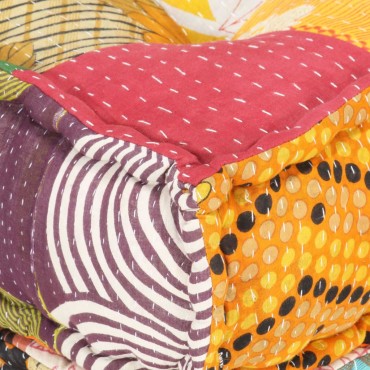 vidaXL Κάθισμα - Πουφ Αρθρωτό Patchwork Υφασμάτινο 70x70x69cm