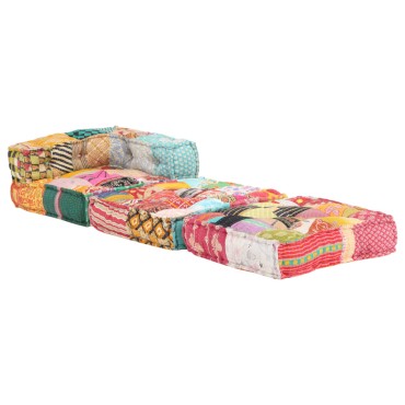 vidaXL Κάθισμα - Πουφ Αρθρωτό Patchwork Υφασμάτινο 70x70x69cm