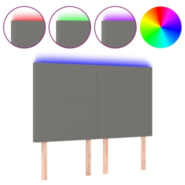 vidaXL Κεφαλάρι Κρεβατιού LED Σκούρο Γκρι 144x5x118/128cm Υφασμάτινο 1 τεμ.