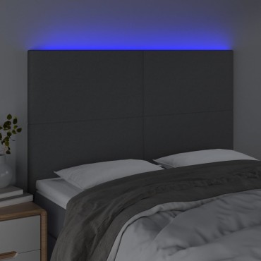 vidaXL Κεφαλάρι Κρεβατιού LED Σκούρο Γκρι 144x5x118/128cm Υφασμάτινο 1 τεμ.