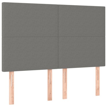 vidaXL Κεφαλάρι Κρεβατιού LED Σκούρο Γκρι 144x5x118/128cm Υφασμάτινο 1 τεμ.