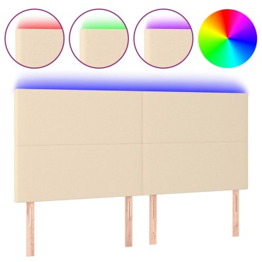 vidaXL Κεφαλάρι Κρεβατιού LED Κρεμ 160x5x118/128cm Υφασμάτινο 1 τεμ.