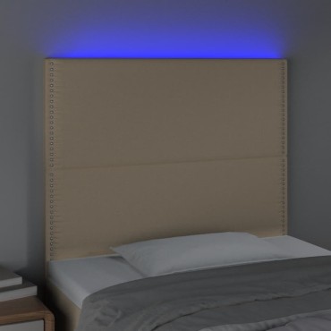 vidaXL Κεφαλάρι Κρεβατιού LED Κρεμ 90x5x118/128cm Υφασμάτινο 1 τεμ.