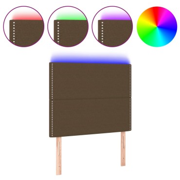 vidaXL Κεφαλάρι Κρεβατιού LED Σκούρο Καφέ 100x5x118/128cm Υφασμάτινο 1 τεμ.