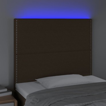 vidaXL Κεφαλάρι Κρεβατιού LED Σκούρο Καφέ 100x5x118/128cm Υφασμάτινο 1 τεμ.