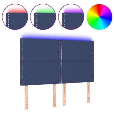 vidaXL Κεφαλάρι Κρεβατιού LED Μπλε 144x5x118/128cm Υφασμάτινο 1 τεμ.