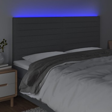 vidaXL Κεφαλάρι Κρεβατιού LED Σκούρο Γκρι 160x5x118/128cm Υφασμάτινο 1 τεμ.