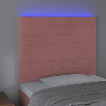 vidaXL Κεφαλάρι Κρεβατιού LED Ροζ 100x5x118/128cm Βελούδινο 1 τεμ.