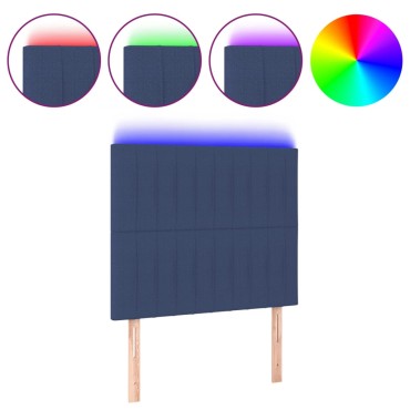 vidaXL Κεφαλάρι Κρεβατιού LED Μπλε 90x5x118/128cm Υφασμάτινο 1 τεμ.