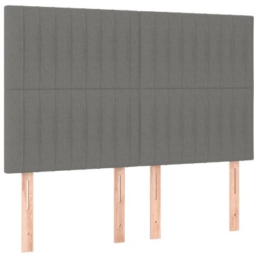 vidaXL Κεφαλάρι Κρεβατιού LED Σκούρο Γκρι 144x5x118/128cm Υφασμάτινο 1 τεμ.