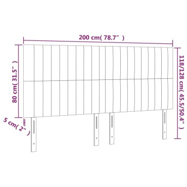 vidaXL Κεφαλάρι Κρεβατιού LED Taupe 200x5x118/128cm Υφασμάτινο 1 τεμ.