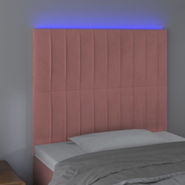 vidaXL Κεφαλάρι Κρεβατιού LED Ροζ 80x5x118/128cm Βελούδινο 1 τεμ.