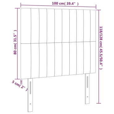 vidaXL Κεφαλάρι Κρεβατιού LED Σκούρο Γκρι 100x5x118/128cm Βελούδινο 1 τεμ.