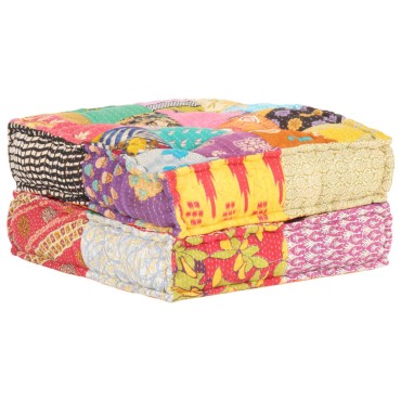 vidaXL Πουφ Patchwork 60x70x36cm Υφασμάτινο