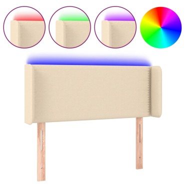 vidaXL Κεφαλάρι Κρεβατιού LED Κρεμ 103x16x78/88cm Υφασμάτινο 1 τεμ.