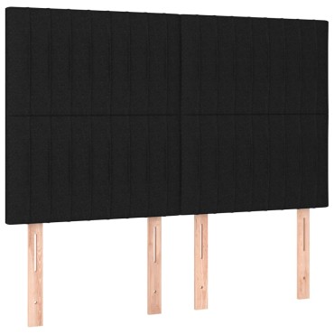 vidaXL Κεφαλάρι Κρεβατιού LED Μαύρο 144x5x118/128cm Υφασμάτινο 1 τεμ.