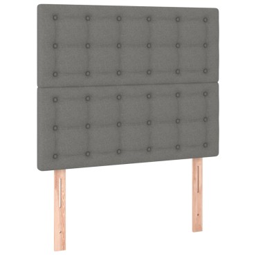 vidaXL Κεφαλάρι Κρεβατιού LED Σκούρο Γκρι 90x5x118/128cm Υφασμάτινο 1 τεμ.
