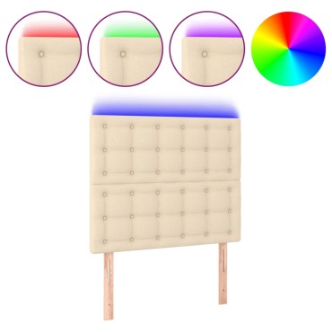 vidaXL Κεφαλάρι Κρεβατιού LED Κρεμ 90x5x118/128cm Υφασμάτινο 1 τεμ.