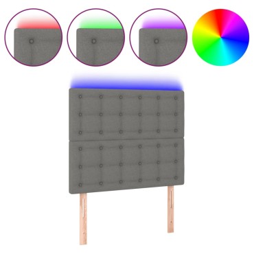 vidaXL Κεφαλάρι Κρεβατιού LED Σκούρο Γκρι 100x5x118/128cm Υφασμάτινο 1 τεμ.