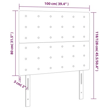 vidaXL Κεφαλάρι Κρεβατιού LED Σκούρο Γκρι 100x5x118/128cm Υφασμάτινο 1 τεμ.