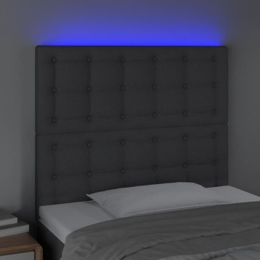 vidaXL Κεφαλάρι Κρεβατιού LED Σκούρο Γκρι 100x5x118/128cm Υφασμάτινο 1 τεμ.