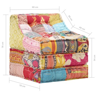 vidaXL Κάθισμα - Πουφ Αρθρωτό Patchwork Υφασμάτινο 60x70x76cm