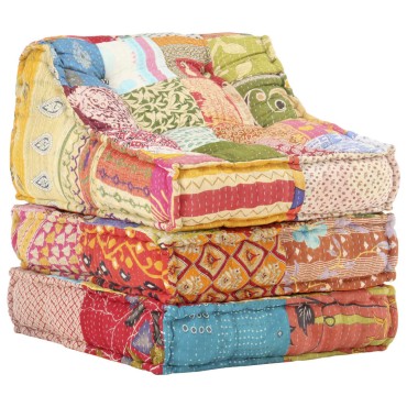 vidaXL Κάθισμα - Πουφ Αρθρωτό Patchwork Υφασμάτινο 60x70x76cm