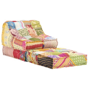 vidaXL Κάθισμα - Πουφ Αρθρωτό Patchwork Υφασμάτινο 60x70x76cm